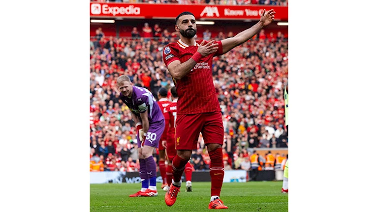 “قلبي ومفتاحه”.. ليفربول يحتفي بأداء محمد صلاح مع الفريق